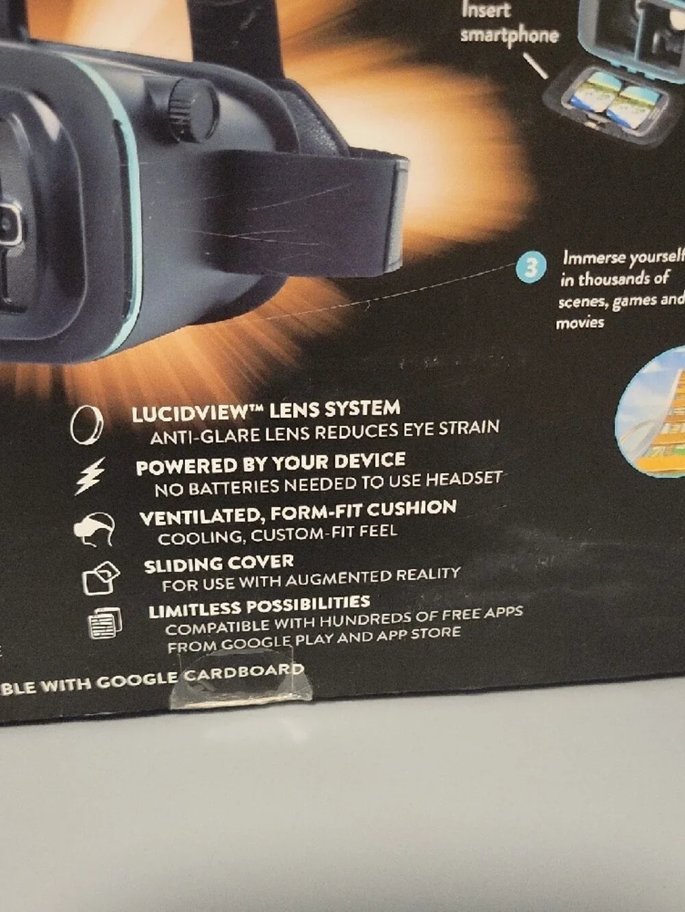 Never opened Utopia 360 Virtual Reality 3D Headset - Black